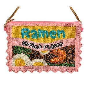 Lily Posh Ramen Crossbody Mini Clutch Phone Bag, Sm. Beaded Bag Shrimp
